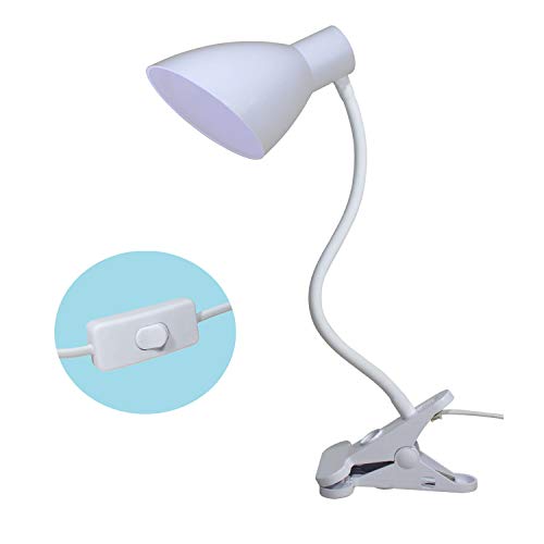 STBTECH lámpara de escritorio led con Pinza,Cuello de ganso flexible,brazo giratorio de 360 grados,para La Lectores Noche,Lámpara de Mesa Diseñada, Lámparas de Lectura, Lámpara de Oficina, Blanco