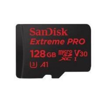 SanDisk Carte Mémoire microSDXC SanDisk Extreme PRO 128 Go + Adaptateur SD jusqu'à 100 Mo/s, Classe 10, U3, V30, A1