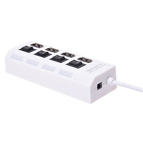 SODIAL(R) 1X Gute Qualitaet 4 Schlitz USB-Hub Tragbar 4 Anschluesse USB mit vier Schalteradapter fuer PC Notebook Laptop Weiss - 3