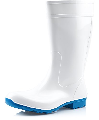 Ladeheid Botas de Agua Antideslizantes en PVC Mujer LA-967 (Blanco/Azul, 39)