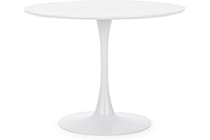 Yellow shop - BLOOM Tavolo sala pranzo soggiorno tondo Ø 100 x h75 cm top in mdf struttura in acciaio Bianco o Veneer Bianco (Bianco)