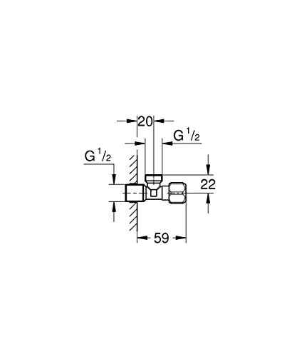 Grohe 22026000 Eckventil, für Einhandmischer mit angerauhtem Gewinde zum vereinfachten Eindichten, Wandanschluss 1/2 Zoll, Abgang 1/2 Zoll - 2