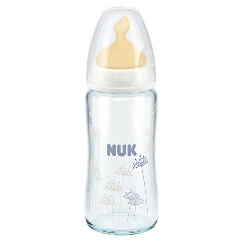 NUK First Choice 240ml Glass Bottle Latex Teat Size 1 (0-6m)