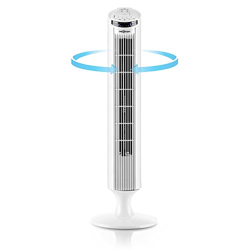 oneConcept Blitzeis • Säulenventilator • Turmventilator • Ventilator • mit Fernbedienung • 50 Watt • Oszillationsfunktion 45° • Timer • 3 Geschwindigkeitsstufen • 3 Ventilationsmodi • LED-Display und Touch-Bedienfeld • Turmdesign • sparsam • weiß - 3