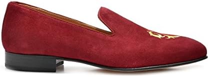 VITELO Men's Leather Suede Slipper Shoes with an Embroidery Crest Design TS 41