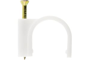 Zenitech - Lote de 100 Ganchos de Fijación Ø6 mm - Plástico Resistente - Para Cables, Tubos y Hilos Planos - Fijación Rápida con Clavo para Hormigón - Certificado CE - Blanco