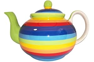 Windhorse Rainbow Stripe Extra Large Teapot 2 Litre Holds 8 Cups