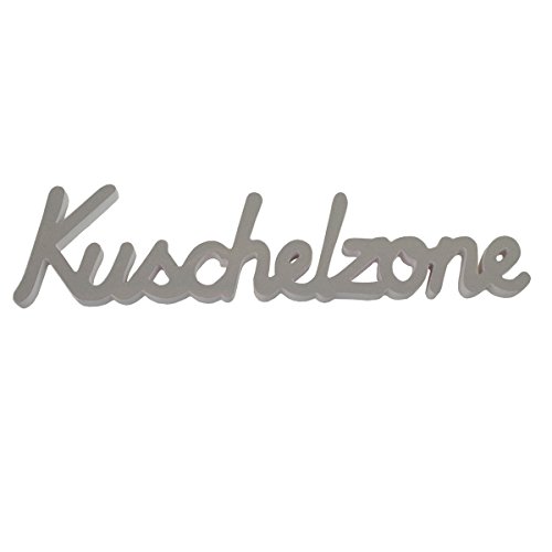 Schriftz Kuschelzone Holz grau/wei