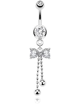 Paula & Fritz® Bauchnabelpiercing aus Edelstahl Chirurgenstahl 316L mit Anhäng...