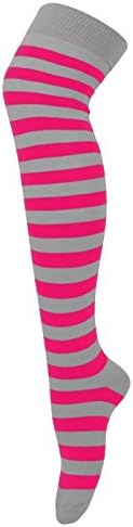 Oromiss Ladies Over Knee Socks High Colourful Striped Fancy Dress