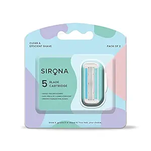Sirona Hair Removal Razor Blades/Refills/Cartridges for Women ? Pack of 2 with 5 Swedish Stainless Steel Blade, Aloe Vera & Vitamin E Lubrication Strip