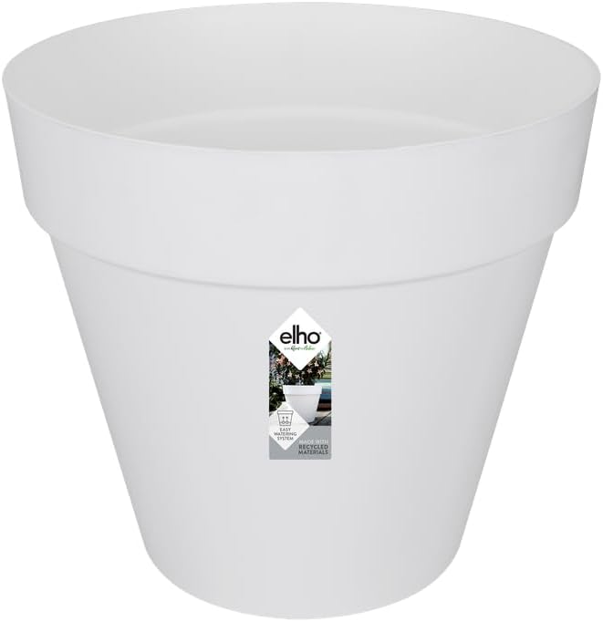 Elho Loft Urban Round 40 - Macetero por Exterior - 100% Plástico Reciclado - Ø 38.5 x H 35.3 cm - Blanco/White