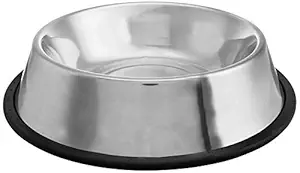 Black Dog Dog Bowl Stainless Steel Bowl for Dog Food and Water Raised Pet Eating Dishes for Puppy,Cat with Non Slip Rubber Base,Pack of 1 (Medium)