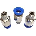 Pneumatic Push Type Male Connector Push in Joint Pneumatic Quick Fitting Quick Connector Air Fittings Size: 1/8" X 08 MM OD (Pack of 3)