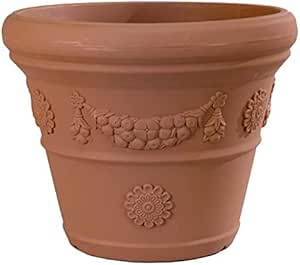 Prohome Pflanzkübel Bologna 60 cm mit Girlande Terracotta Optik