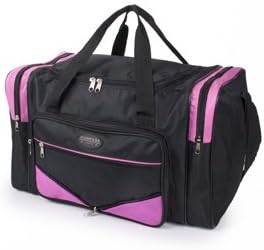 Fashion Essentials -Two side compartments and two pocket zipped holdall Bags (BLACK PINK)
