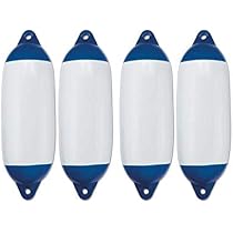 CLICSON Kit De 2 Protections Gonflables Pour Bateaux - Pare-battages Blanc/Bleu 120 X 450 Mm