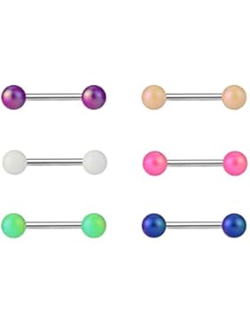 beyoutifulthings PERLEN MATT Brustwarzen-piercing Intim-piercing Edelstahl 1,6mm 16mm Kugel 6mm Farben Lila Blau...