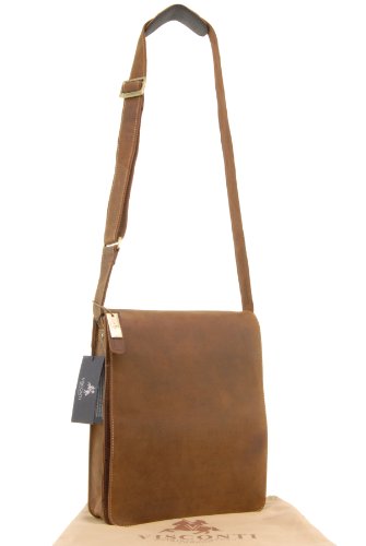 Große braune Organizer-Umhängetasche aus Leder von Visconti (18410) – GRÖßE: B: 25 H: 30 T: 7 cm - 2