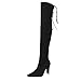 Produktbild Overknee Stiefel Damen,Elecenty Schnürstiefel Frauen Winterstiefel Blockabsatz Stiefeletten Hohe Boots High Heels Wildleder Spitzschuh Winterboots