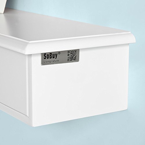 SoBuy® Wandschrank, Hängeschrank, Badezimmerschrank, Wandregal, Hängeregal, Wandgarderobe mit 2 Schubladen,FRG43-W - 5