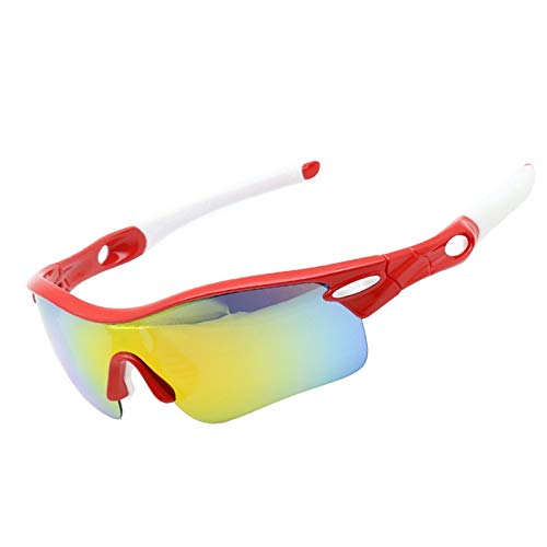 Preisvergleich Produktbild Radbrille Nacht Sportbrille Mit Wechselgläsern Reitbrille Polarisierter Fünfteiliger Anzug Sportfischen Bergsteigen Nachtsichtlauf Uv Schutz Red White+5 Lens Kit Damen Herren