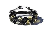  World crmy Pulseras Shamballa Dobles de Piedras semipreciosas Naturales para Hombre Mujer Yoga Kundalini gemoterapia 7 Chakras Reiki y meditación (Citrino y ágata Negra)