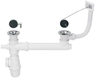 Wirquin Plastic Stainless Steel Sink Drain Diameter 50 mm Overflow 2Bac Case Cover