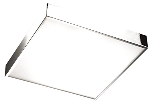 Pujol Iluminación Apolo - Plafon de techo halógeno, 2 x R7s 100 W, 35 x 35 cm, difusor cristal, acabado cromado