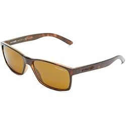 Arnette Slickster - Gafa de sol wayfarer color havana con lentes color marrón polarizadas, 59 mm