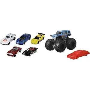 Hot wheels 5 car Gift Pack (Color & Design May Vary) & Hot Wheels Monster Trucks 1:64 (Assorted)