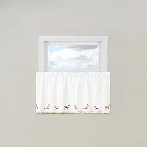 Renaissance Home Fashion Dogs Embroidered Tier Pair, 56 x 36, Natural