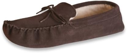 Nordvek Womens Genuine Suede Sheepskin Wool Lined Moccasin Slippers With Soft Suede Sole # 431-100, Chocolate, 5 UK
