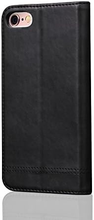 for Apple iPhone 6 / 6s Genuine Leather Case, CuckooCase® Full Body Front and Back Drop Proof Flip Cover Folio Kickstand Shockproof Phone Sleeve Ultra Thin Slim Wallet Card Holder Shell, Black