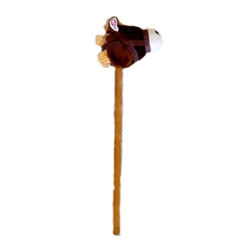 82cm Childrens Hobby Horse Pony Stick Plush Head Toy Realistic Sound Dark Brown