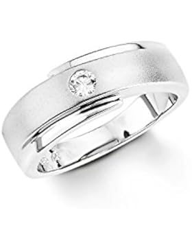 Amor Damen-Ring 925 Sterling Silber rhodiniert teilmattiert Zirkonia weiß