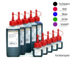 Stempelfarbe zum Nachtränken von Stempelkissen, Stempelautomaten und Selbstfärbern, 1L schwarz ohne Öl - 4