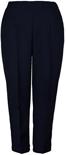 Ladies Elasticated Trousers New Womens Half Stretch Waist Casual Office Work Formal Trousers Pants With Pockets Plus Big Size 8-24 Short (25inch LEG) (18 Short( 25"), Black)
