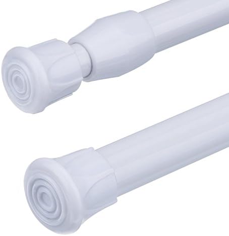 2 x Pack Bathroom Drapes Rod Carbon Steel Adjustable Spring Tension (28.3-47" white)
