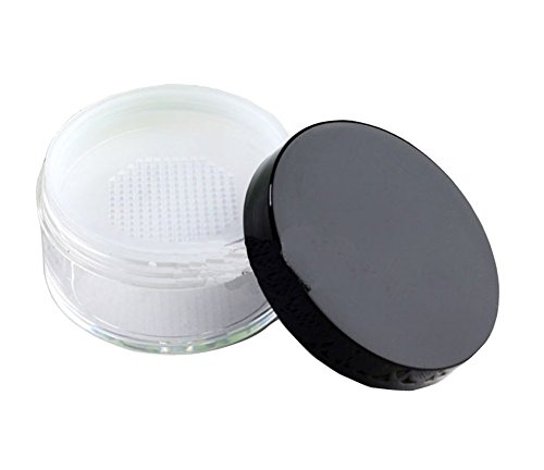 Empty Clear Foundation Make-up Powder Puff Box Case Container with Powder Puff Sifter and Black Screw Lip (20g)