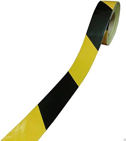 Zoom Sign Supplies 2M X 75Mm Black/Yellow Reflective Chevron Hazard Warning Tape Sticky Back Vinyl