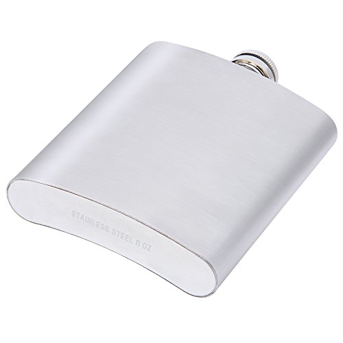 JTDEAL Edelstahl Flachmann und Trichter set, mit Schraubverschlussdeckel, 8 oz. 225 mL - 6