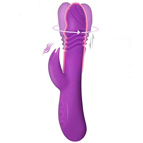Heating Dildo Vibrator for G-Point and Clitoris Stimulation AV Magic Wand Sex Toy for Woman, Rabbit Vibrator with 7 Frequency Vibration and 3 Frequency Telescopic Anal Vibrator for Woman