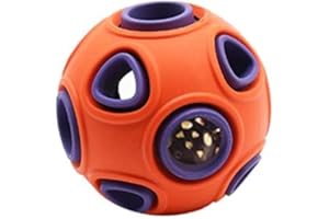 Andiker Piłka dla psa, interaktywna zabawka dla psa z dzwonkiem pierścieniowym, zabawki dla psów, gumowe piłki, odbijająca się piłka, gra dla zwierząt domowych, puzzle, piłka do zwiększenia wyszukiwania IQ i łapania, odporna na gryzienie, zabawka dla zwierząt domowych, zabawka do żucia (S, pomarańczowa)