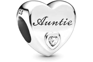 Lkwidi Donna Ciondolo-Animale del cuore della famiglia Argento 925 Colgantes con Zirconia cubica per Charm Bracciale