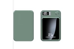 GÉNÉRIQUE Zielona mini bateria zewnętrzna, power bank mAh, smartfon z systemem iOS i Android, szybkie ładowanie, zewnętrzna ładowarka indukcyjna i kabel USB-C - idealny do magnetycznego iPhone'a