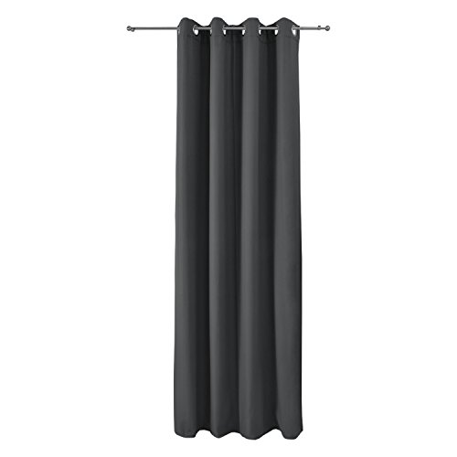 Beautissu® Thermovorhang Amelie 140×245 cm Ösen-Schal Vorhang blickdicht & Verdunkelung – Gardine in Anthrazit-Grau - 4