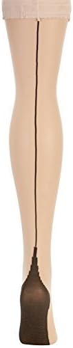 1 Pair Jonathan Aston Contrast Seam &amp; Heel Hold Ups. 15 Denier (C (large), Nude-Black)