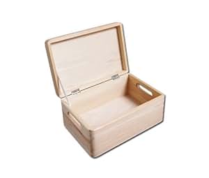 große Aufbewahrungsbox/ Holzkiste mit Deckel und Grifflöchern Kiefer