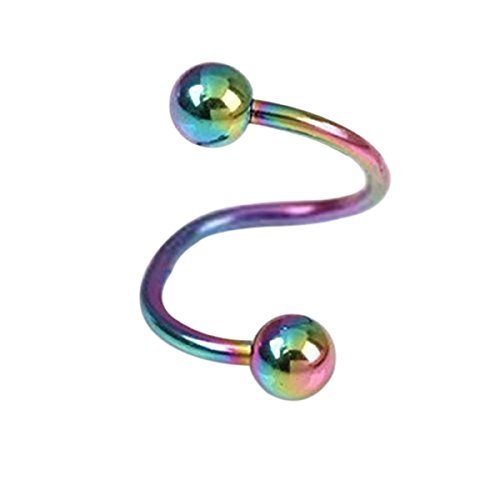 Tinksky Twist Nose Ring Earring Nose Stud ,Stainless Steel -1 Pair(Colorful)